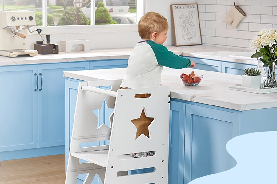 Bamboo Toddler Tower Step Stool