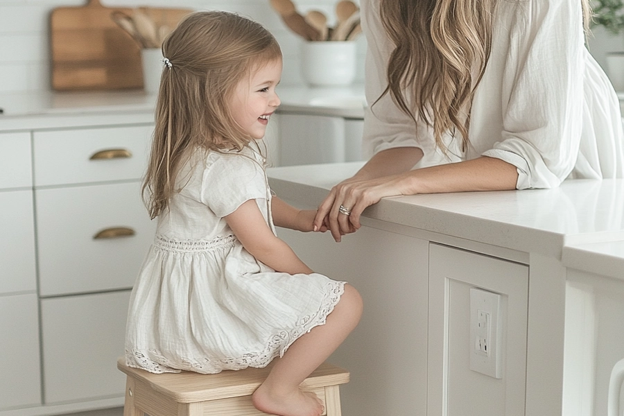 Adjustable Step Stool with Safety Rail